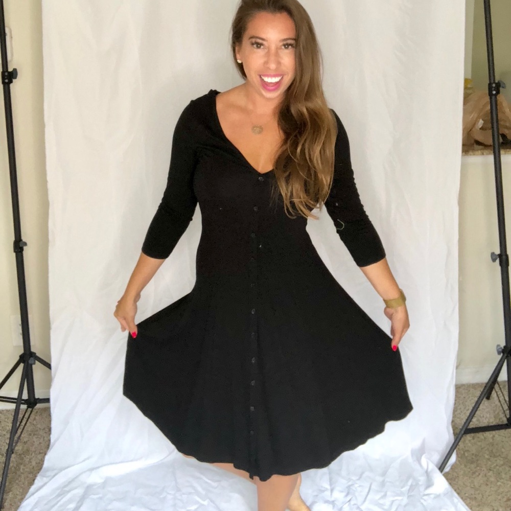 Black Button Front Dress
